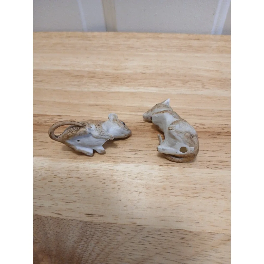 Little Critterz Mouse Kangaroo Rats Set of 2 Ceramic Brown Mice